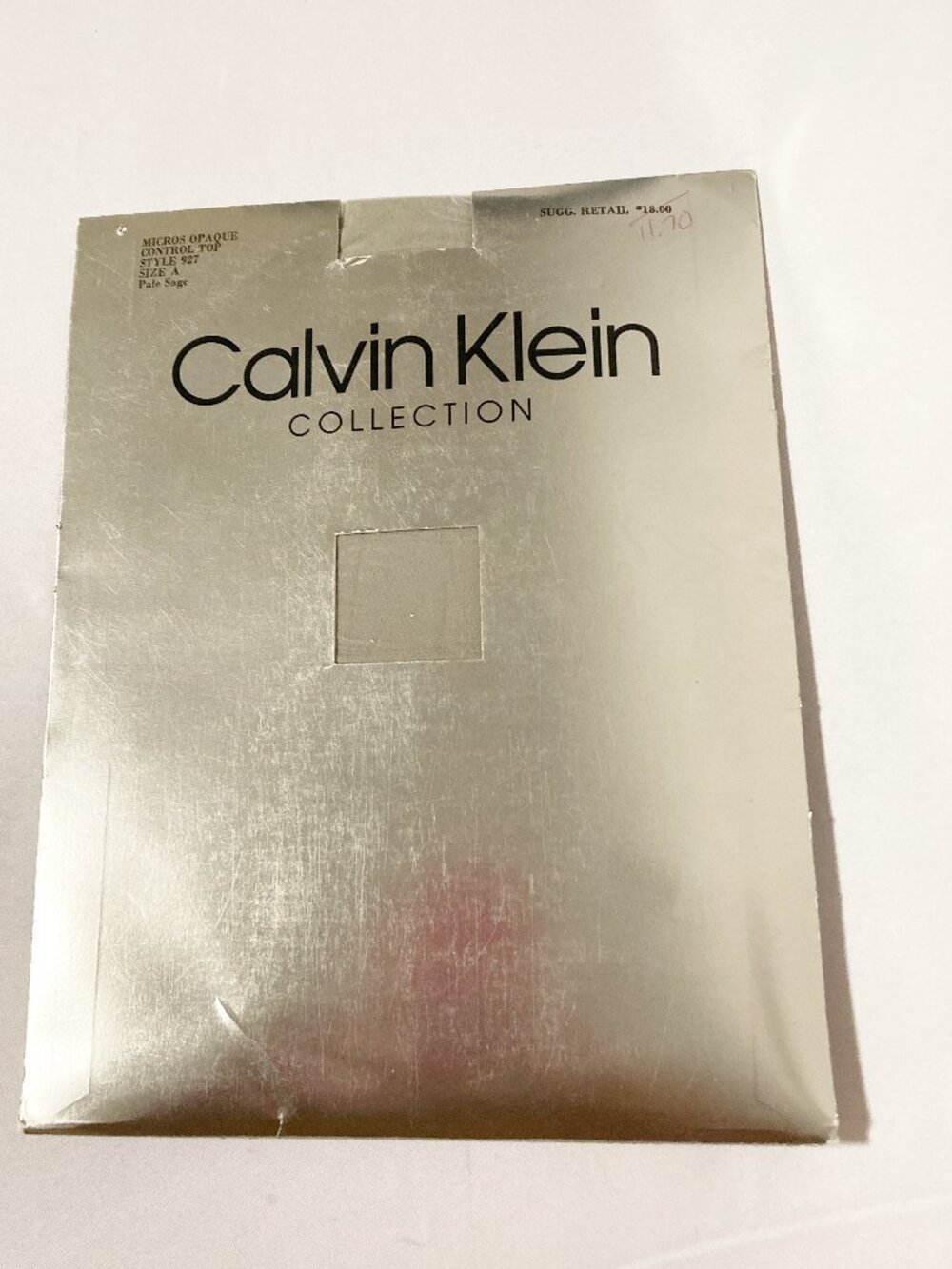 Calvin Klein Collection Control Top Pantyhose Opaque Pale Sage Size A NWT Vtg